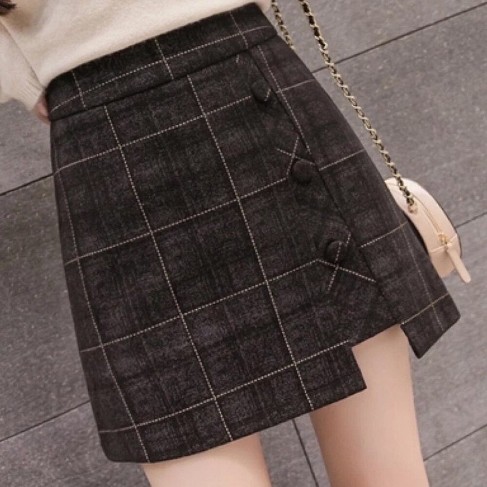 NWT Women's Wool Blend Mini Skirt Grayish Black US Size M